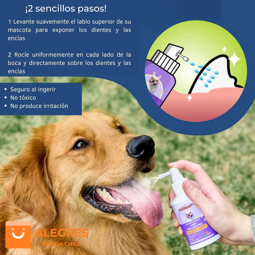 PetClean™ - Aerosol 100 % Natural para el cuidado bucal de perros y gatos | Oferta Exclusiva 2x1
