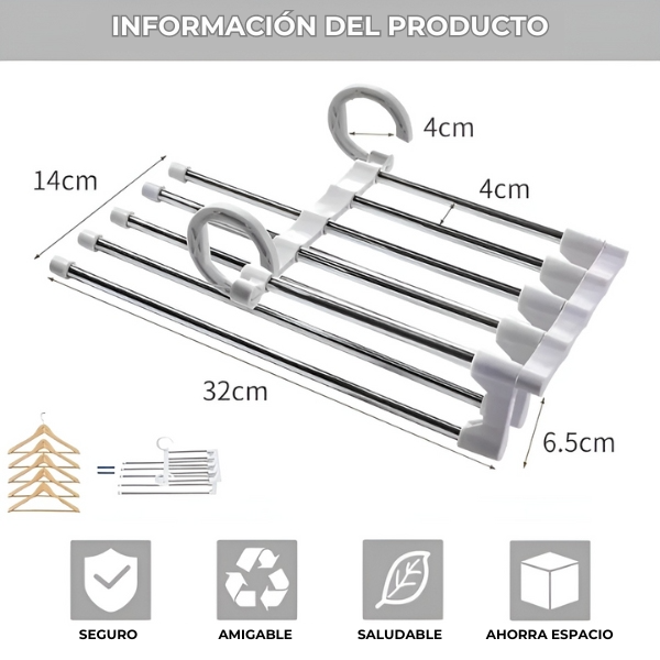 Percha 5 en 1 multifuncional - COLGADOR INTELIGENTE
