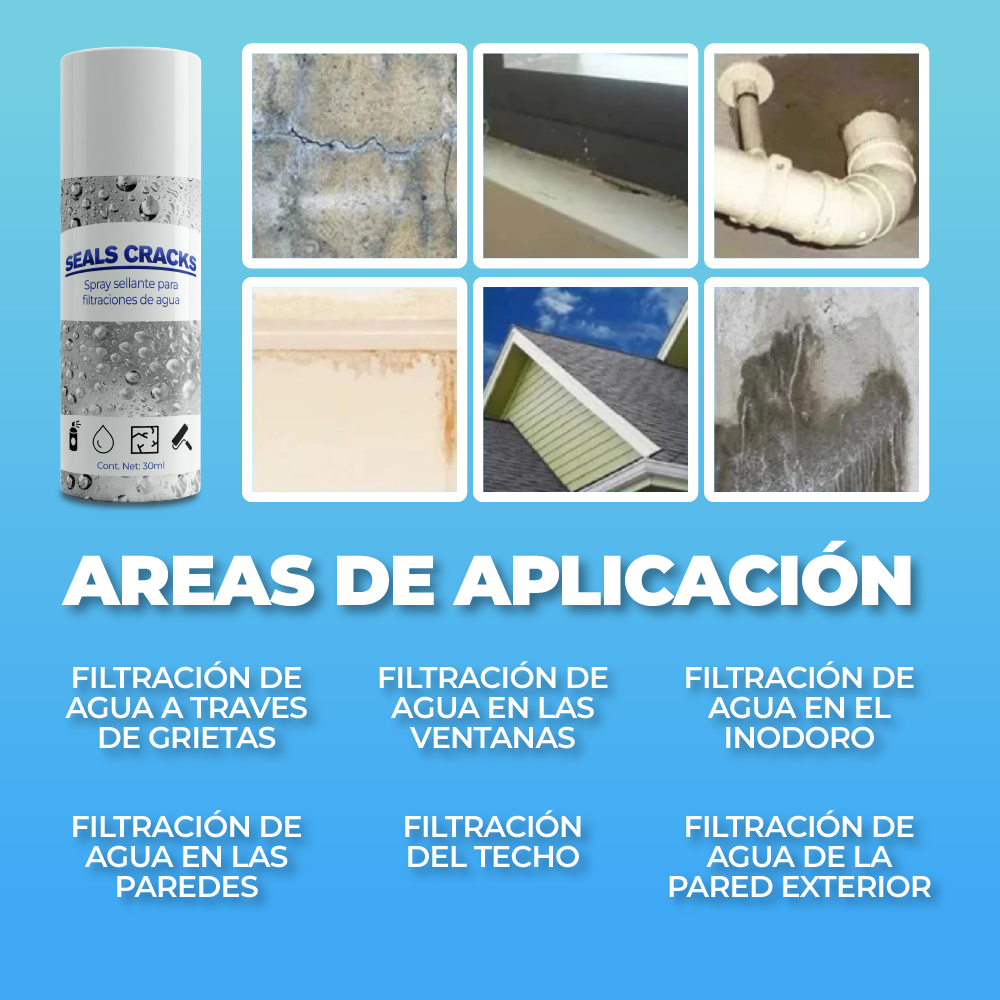 SealsCracks™ - Spray sellante para filtraciones de agua ¡Lleva 2 y paga 1!