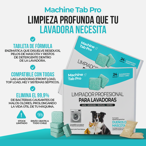 Machine Tab Pro™ - Tu lavadora limpia de verdad, no solo por fuera.