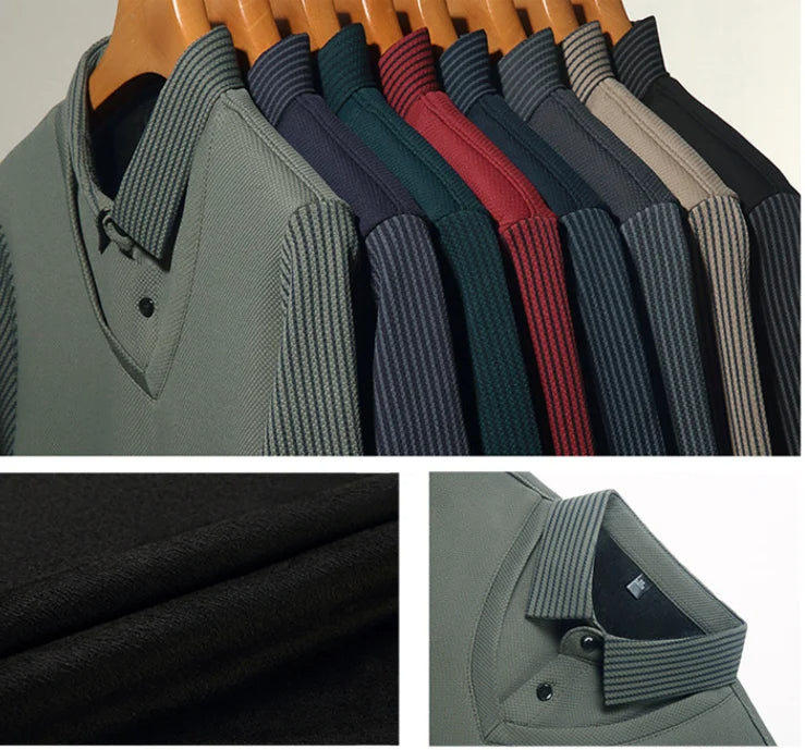 PrimeStripe™ -  Sueter a rayas con solapas de dos piezas