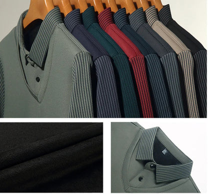 PrimeStripe™ -  Sueter a rayas con solapas de dos piezas