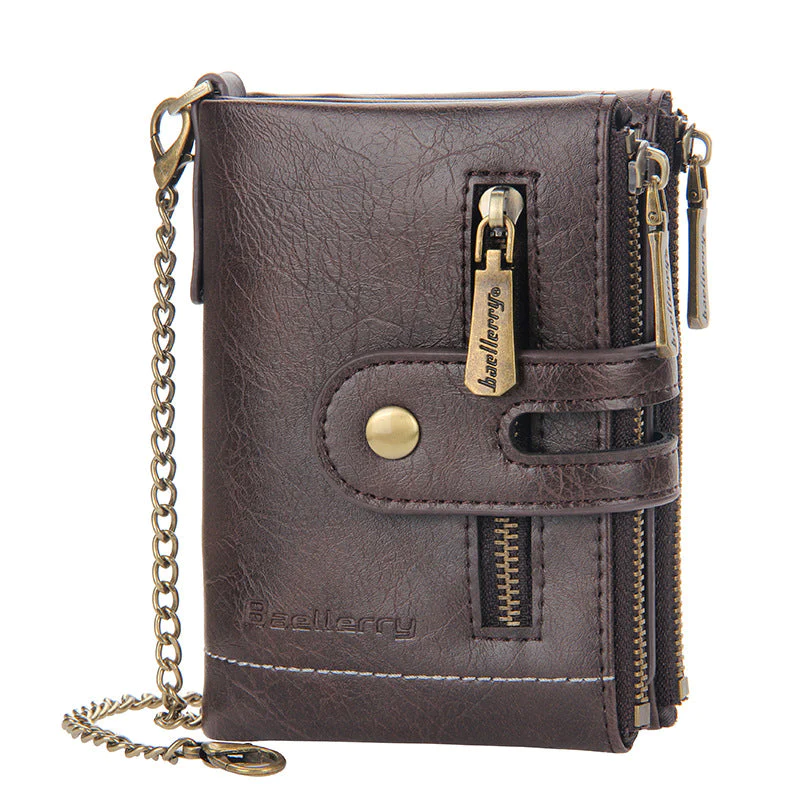 SecureZip Wallet™ - CARTERA VINTAGE CON DOBLE CREMALLERA Y MÚLTIPLES RANURAS PARA TARJETAS PARA HOMBRE
