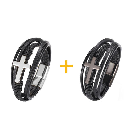 Faithbracelets - Pulseras cristianas de cuero y acero inoxidable