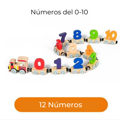 TrainKids™ - tren de madera magnético para aprender números y letras